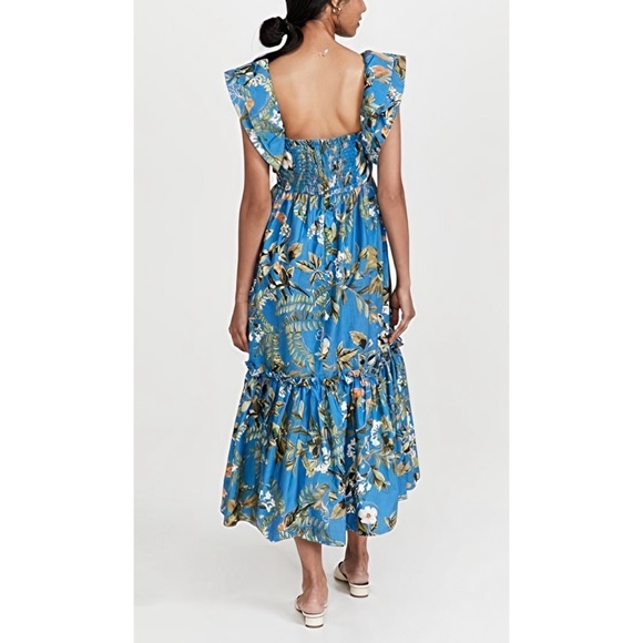 Cara Cara Midi Floral Flutter-Sleeve Smocked Darby Dress - Picture 6 of 8